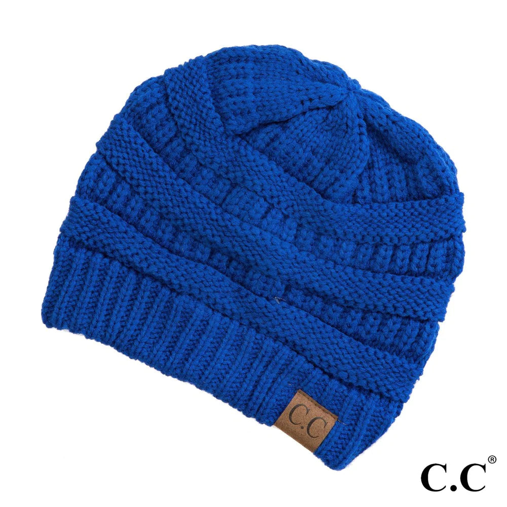 KNITTED PONYTAIL TOQUE