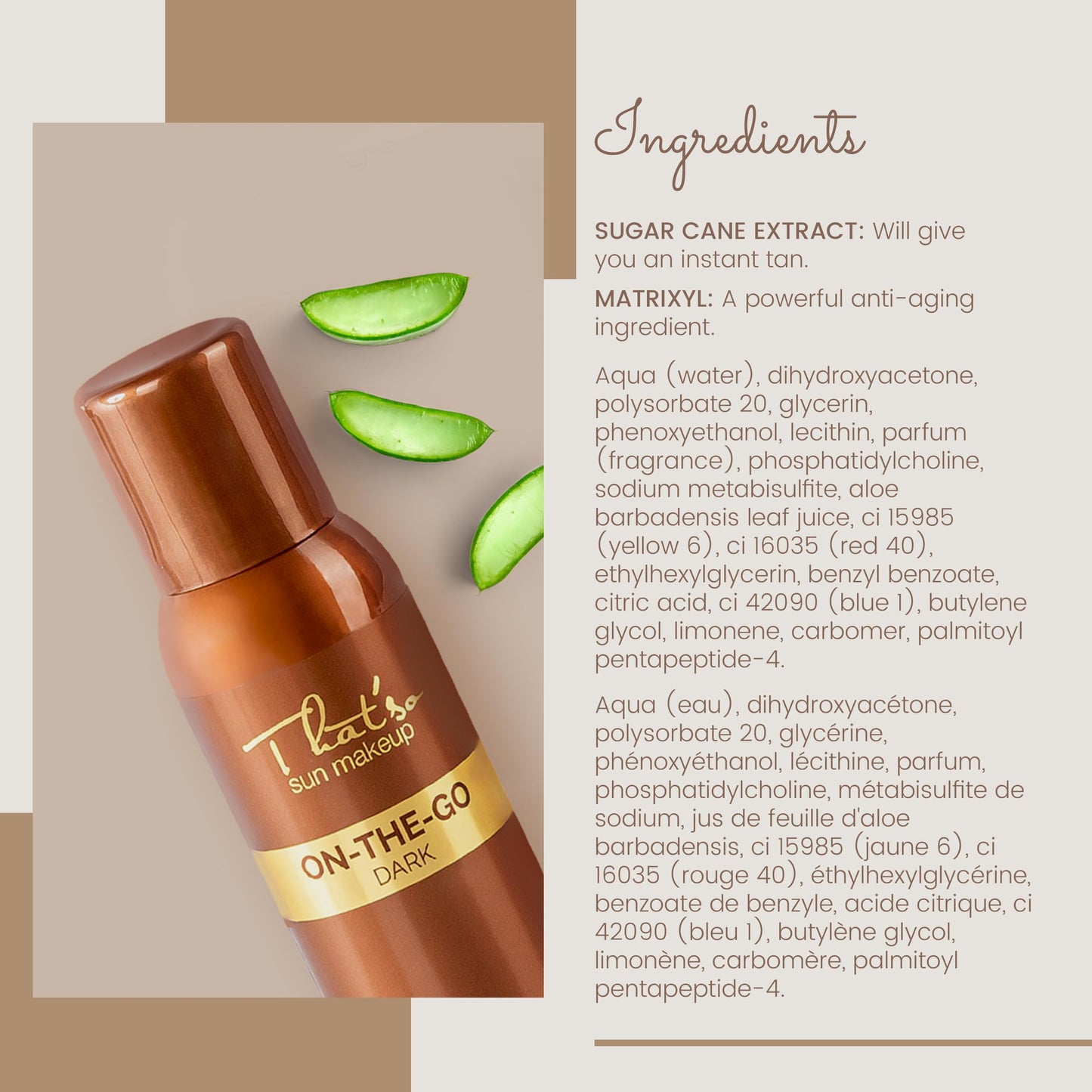 THAT'SO SUN MAKEUP - ON THE GO DARK INSTANT TANNING FACE AND BODY SPRAY