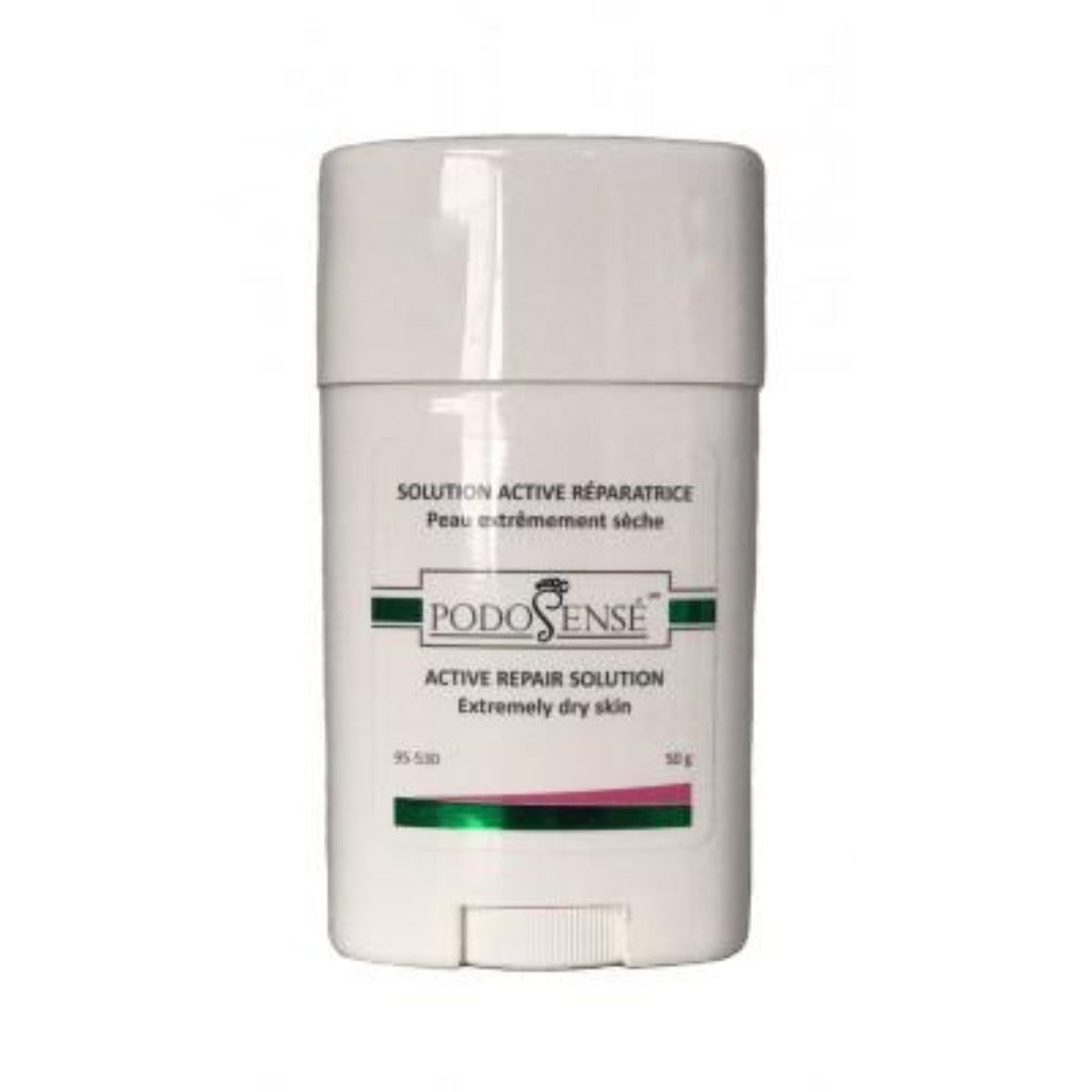 PODOSENSE Active Heels Solution is NEW Cocooning Relief for Feet with Dry Skin and Cracked Heels Natural skin care that is quick and easy Designed for Feet but may be used for Entire Body Simply rub the stick on affected area Suitable for Diabetics, Heart patients, and those with other Health Conditions 50g ** Developed and Manufactured in Canada **