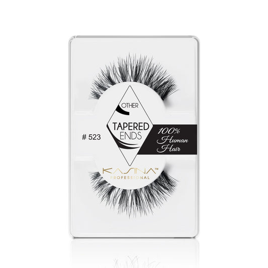 KASINA EYELASHES Professional Band Lashes - "Glamorous-Dramatic" Style  Handmade from 100% Human Hair - for Natural Look and Feel "Wispie" Design - Criss-cross Pattern Lashes, with Subtle Graduated Outer Flare  Tapered Ends - for Seamless Blending with your Natural lashes Full to Extreme Length / Full Volume Perfect for All Lash Shapes, Especially Round Great for Special Occasions - for that Eye-catching Look Black