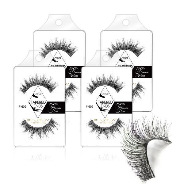 KASINA EYELASHES Professional Band Lashes - "Full Wispies" Style Handmade from 100% Human Hair - for Natural Look and Feel Tapered Ends - for Seamless Blending with your Natural lashes Super Extreme Length and Extreme Volume Recommended for Large or Deep-set Eyes Full Glam Effect for Special Occasions Black