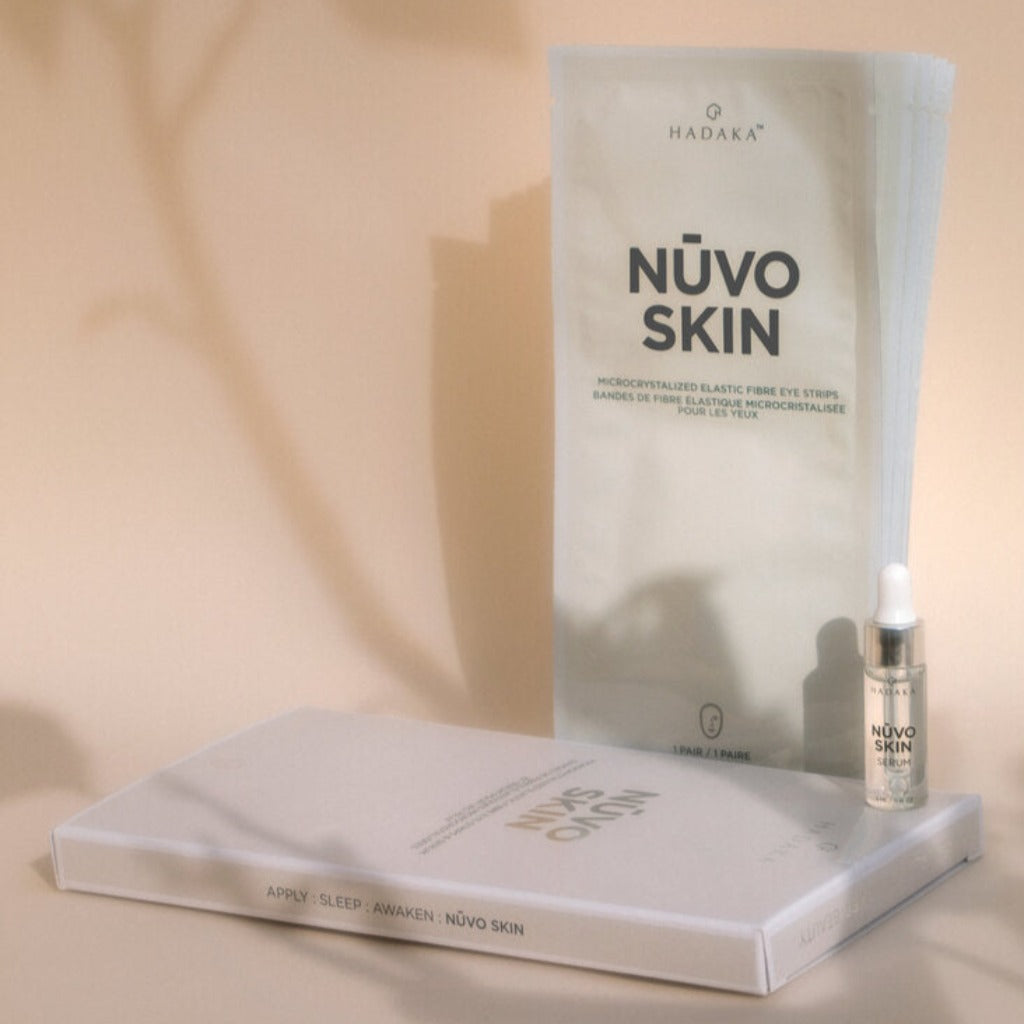 HADAKA. NŪVO SKIN Microcrystallized Elastic Fibre Eye Strips and Serum.