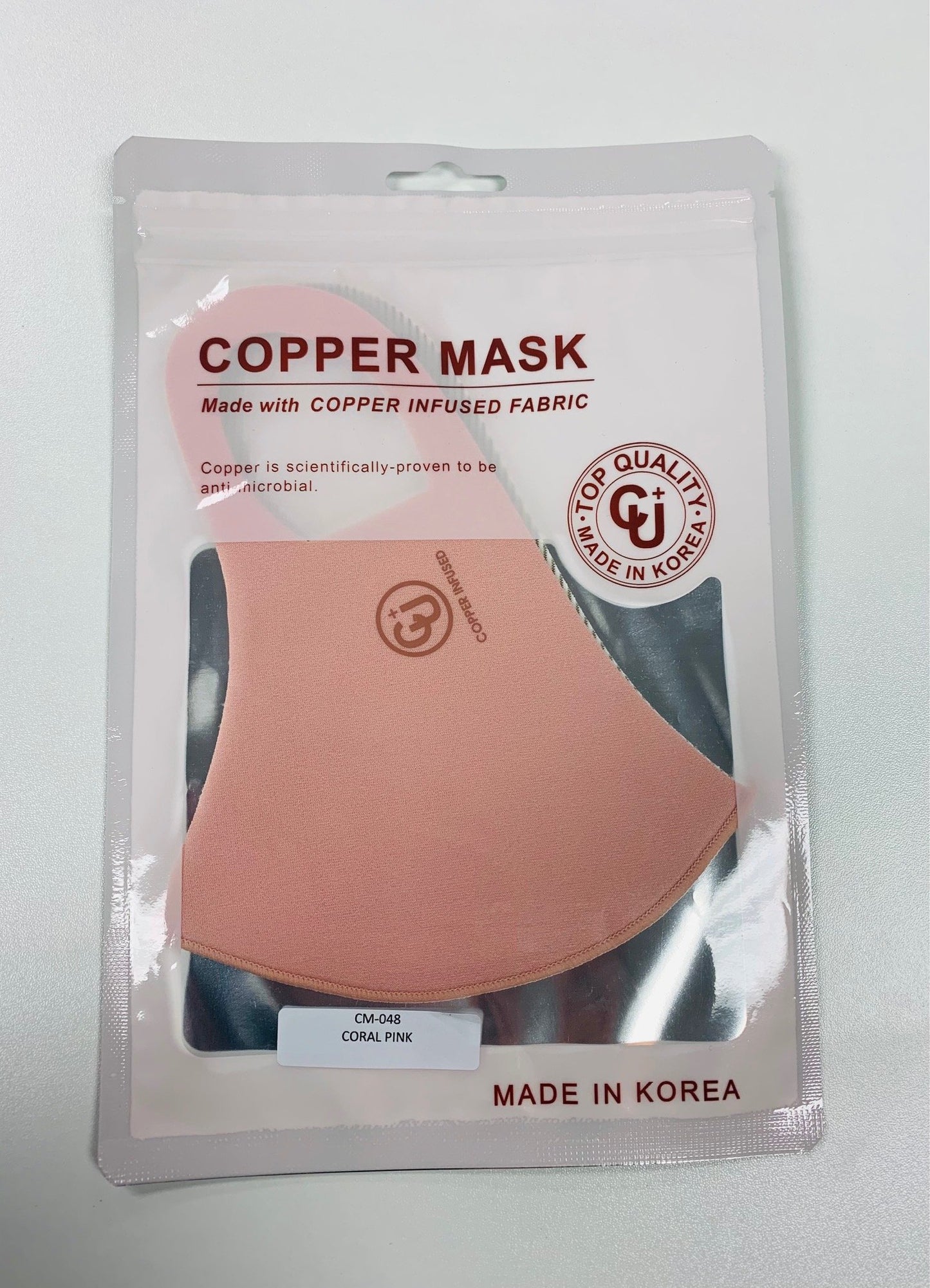 Copper infused fabric Copper is scientifically proven to be anti-microbial Top Quality Uv protection Antibacterial Cooling Reusable, washable Deodorization V fitting Hand wash with warm water & air dry. Do not machine wash.