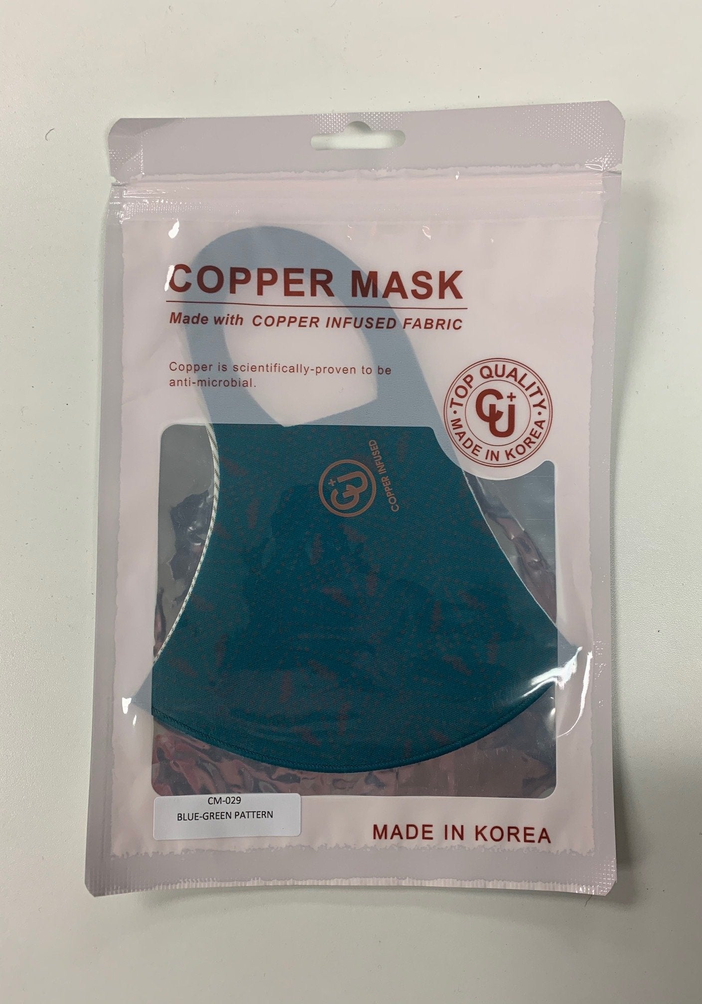 Copper infused fabric Copper is scientifically proven to be anti-microbial Top Quality Uv protection Antibacterial Cooling Reusable, washable Deodorization V fitting Hand wash with warm water & air dry. Do not machine wash.