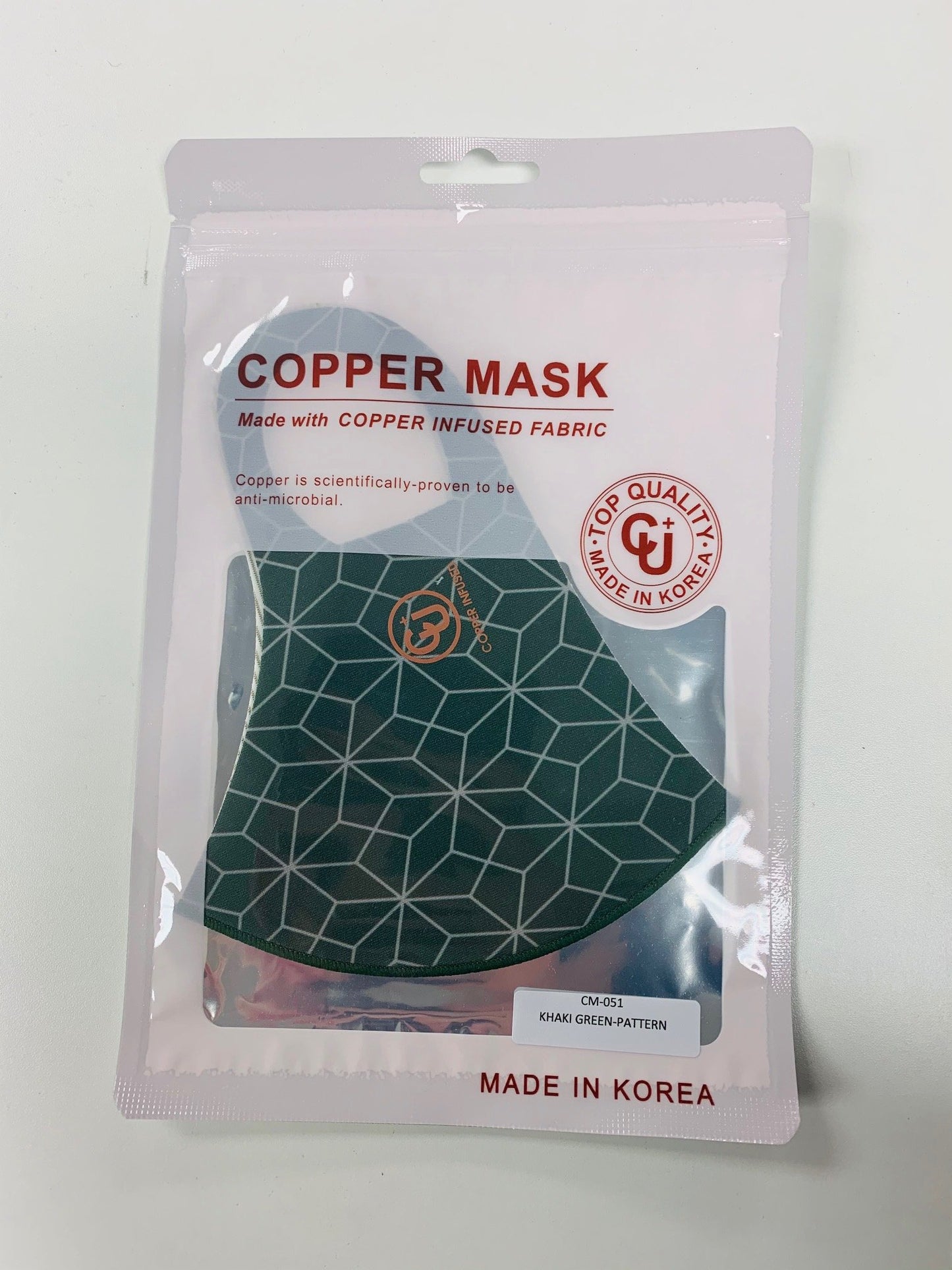 Copper infused fabric Copper is scientifically proven to be anti-microbial Top Quality Uv protection Antibacterial Cooling Reusable, washable Deodorization V fitting Hand wash with warm water & air dry. Do not machine wash.