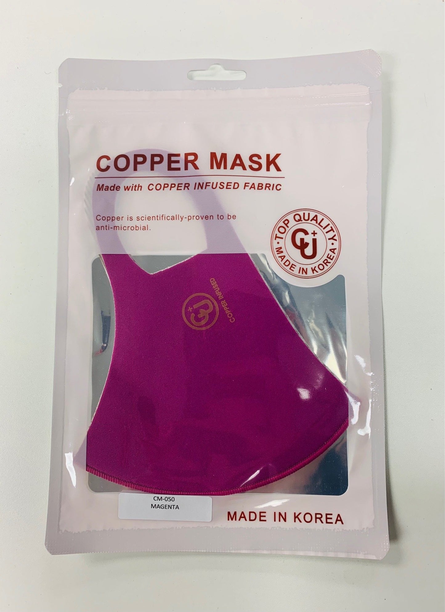 Copper infused fabric Copper is scientifically proven to be anti-microbial Top Quality Uv protection Antibacterial Cooling Reusable, washable Deodorization V fitting Hand wash with warm water & air dry. Do not machine wash.