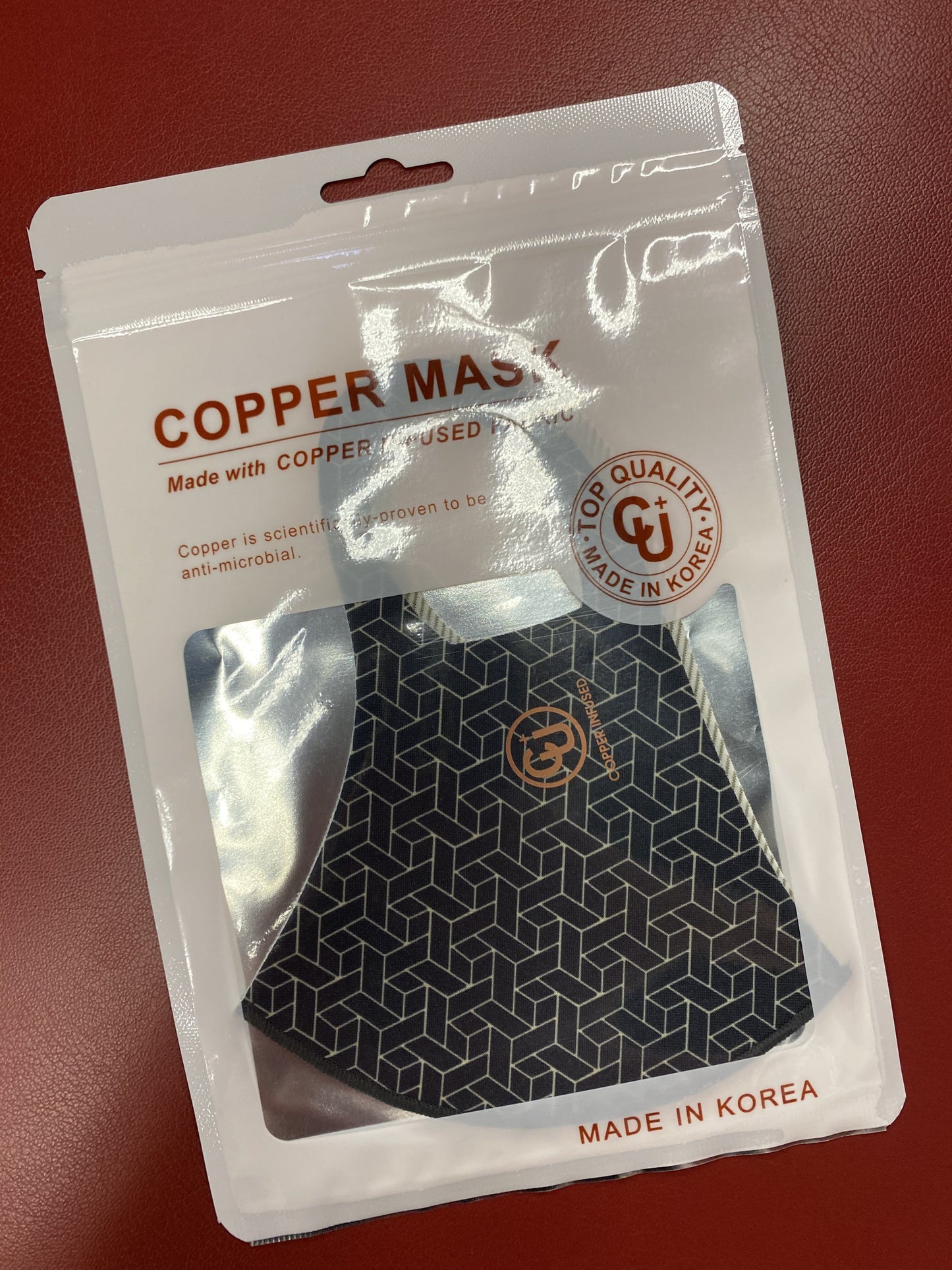 Copper infused fabric Copper is scientifically proven to be anti-microbial Top Quality Uv protection Antibacterial Cooling Reusable, washable Deodorization V fitting Hand wash with warm water & air dry. Do not machine wash.