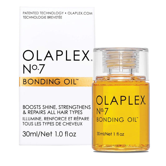 OLAPLEX 7 - BONDING OIL 30ML A highly-concentrated, weightless reparative styling oil. Dramatically increase shine, softness, and color vibrancy. Minimizes fly-aways and frizz. Provides heat protection of up to 450°.
