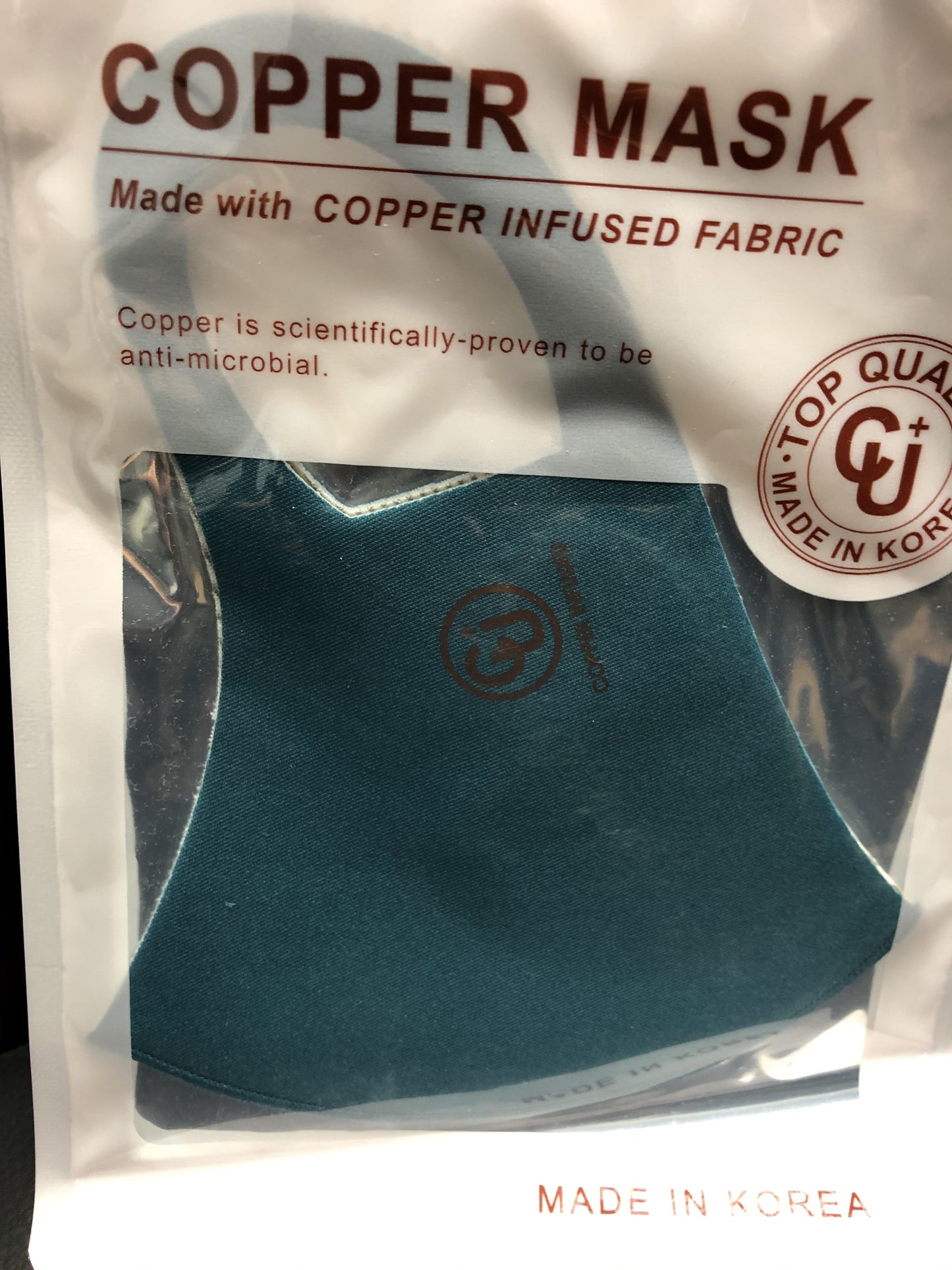 Copper infused fabric Copper is scientifically proven to be anti-microbial Top Quality Uv protection Antibacterial Cooling Reusable, washable Deodorization V fitting Hand wash with warm water & air dry. Do not machine wash.