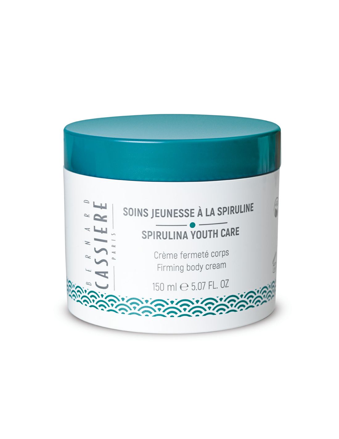 BERNARD CASSIERE SPIRULINA FIRMING BODY CREAM SPIRULINA YOUTH CARE - MAKE PEACE WITH YOUR AGE! SPIRULINA to fight against oxidative stress and internal pollution Brown Seaweed to protect collagen fibers and preserve elastin Shea nut butter (organic and from fair trade) Virgin jojoba oil to restore the skin's softness, protection, suppleness and elasticity For best results: apply daily on the entire body after the shower or bath 150 mL