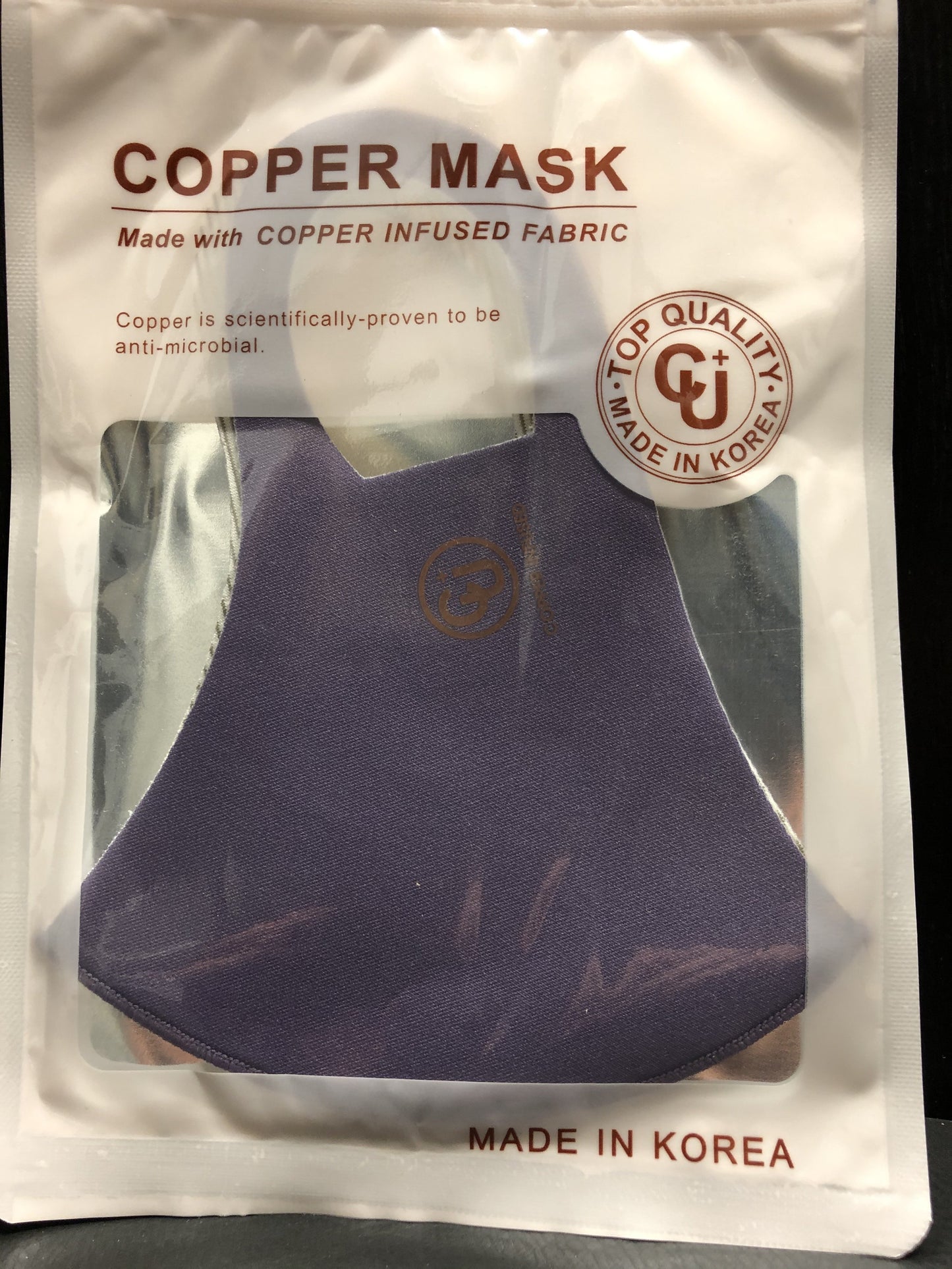 Copper infused fabric Copper is scientifically proven to be anti-microbial Top Quality Uv protection Antibacterial Cooling Reusable, washable Deodorization V fitting Hand wash with warm water & air dry. Do not machine wash.