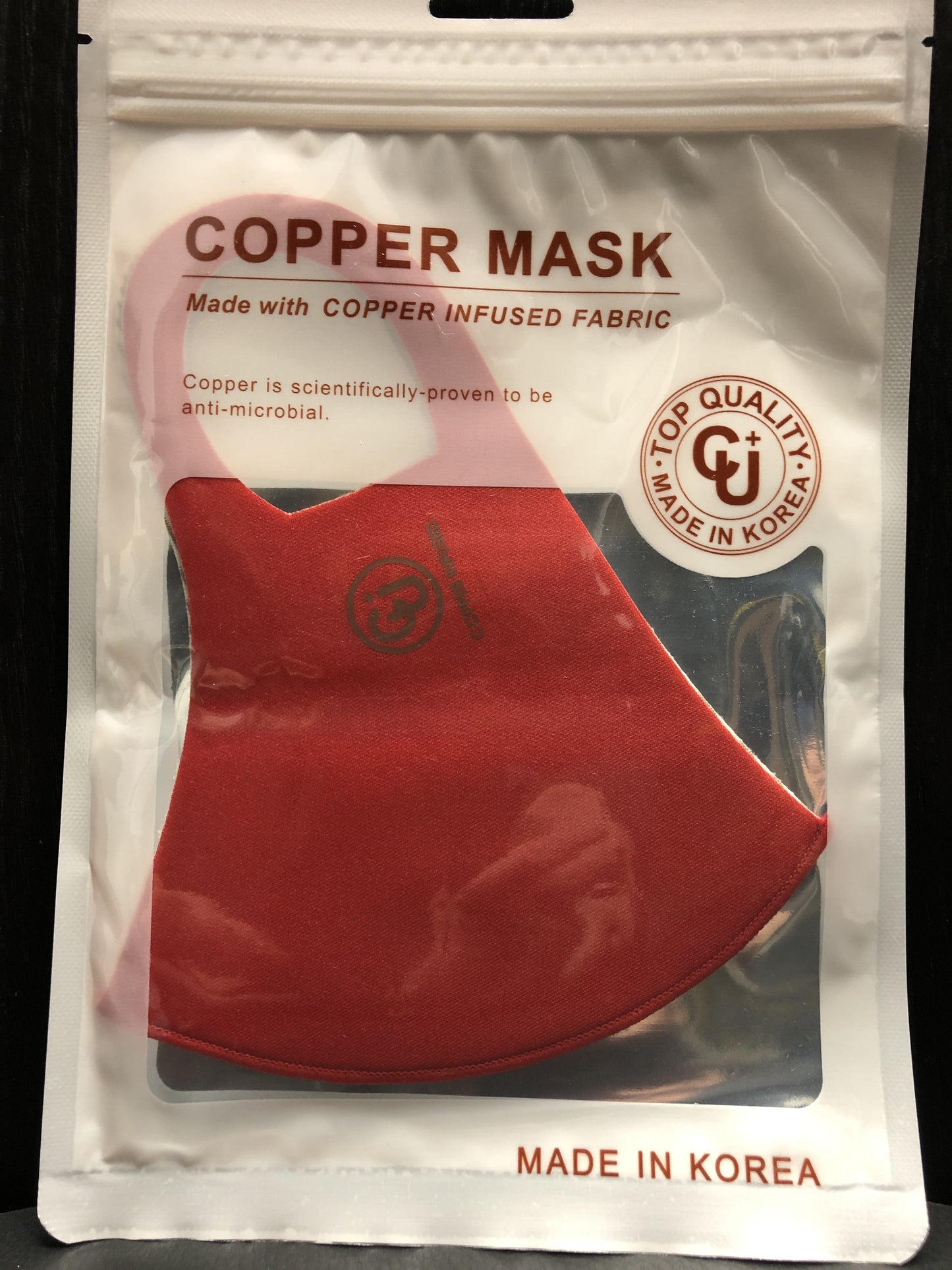Copper infused fabric Copper is scientifically proven to be anti-microbial Top Quality Uv protection Antibacterial Cooling Reusable, washable Deodorization V fitting Hand wash with warm water & air dry. Do not machine wash.