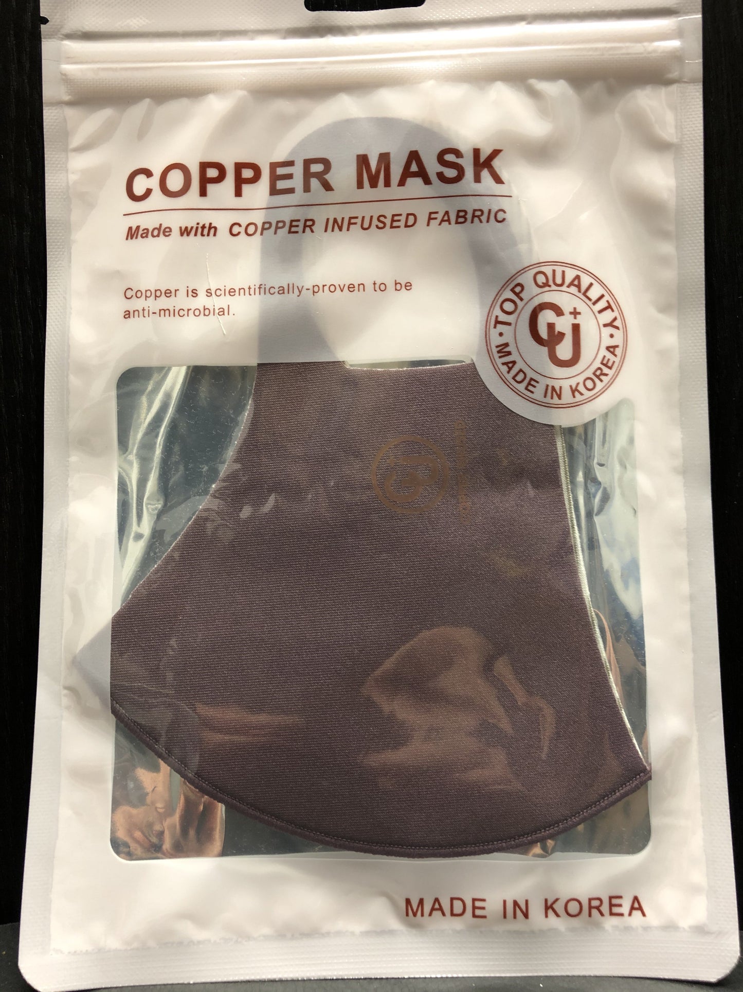 Copper infused fabric Copper is scientifically proven to be anti-microbial Top Quality Uv protection Antibacterial Cooling Reusable, washable Deodorization V fitting Hand wash with warm water & air dry. Do not machine wash.
