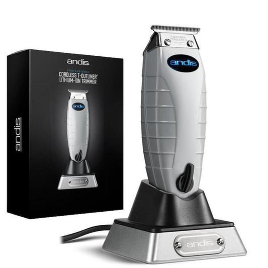 ANDIS CORDLESS T-OUTLINER LITHIUM-ION TRIMMPER -Lithium-ion battery  -Close cutting carbon steel T-blade  -Powerful high-speed motor  -Cord/Cordless operation with charging stand