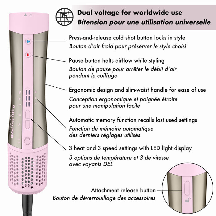 BaBylissPRO® Nano Titanium™ STYLE/SWITCH™ Ionic Multi-Styler & Dryer (Limited Edition Pink)