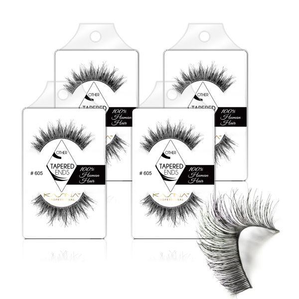 KASINA EYELASHES Professional Band Lashes - "Full Wispies" Style  Handmade from 100% Human Hair - for Natural Look and Feel   Tapered Ends - for Seamless Blending with your Natural lashes Super Extreme Length and Extreme Volume Recommended for Large or Deep-set Eyes Full Glam Effect for Special Occasions Black