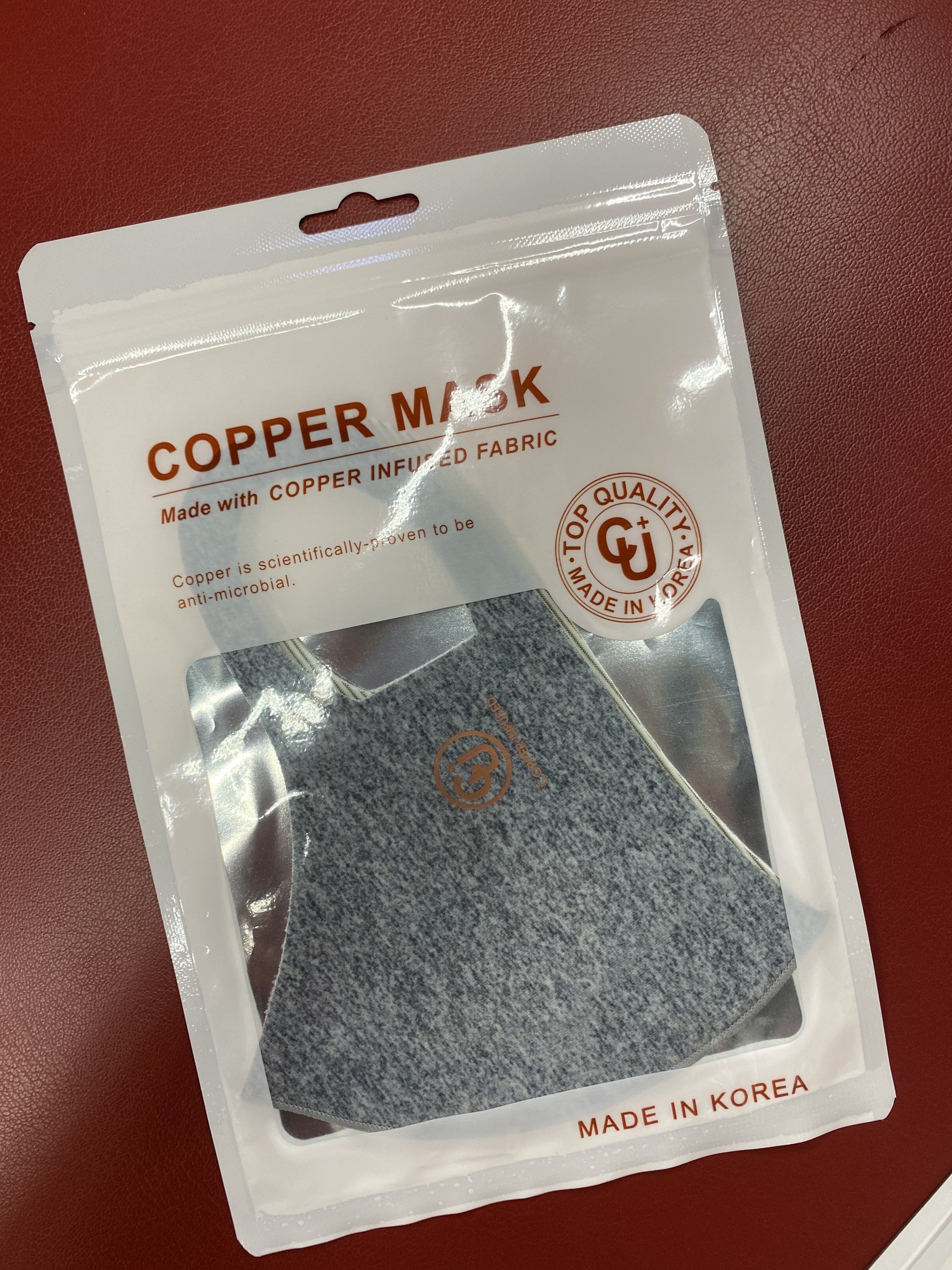 Copper infused fabric Copper is scientifically proven to be anti-microbial Top Quality Uv protection Antibacterial Cooling Reusable, washable Deodorization V fitting Hand wash with warm water & air dry. Do not machine wash.